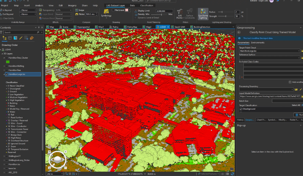 3D building classification LiDAR point cloud New Zealand