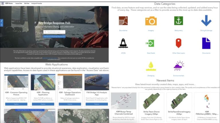 Screenshot of the Key Bridge Response Hub website.